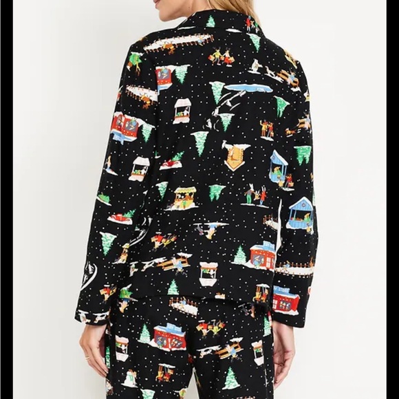 🐆Holiday Black pj set Small top with Medium bottoms! - Picture 2 of 5